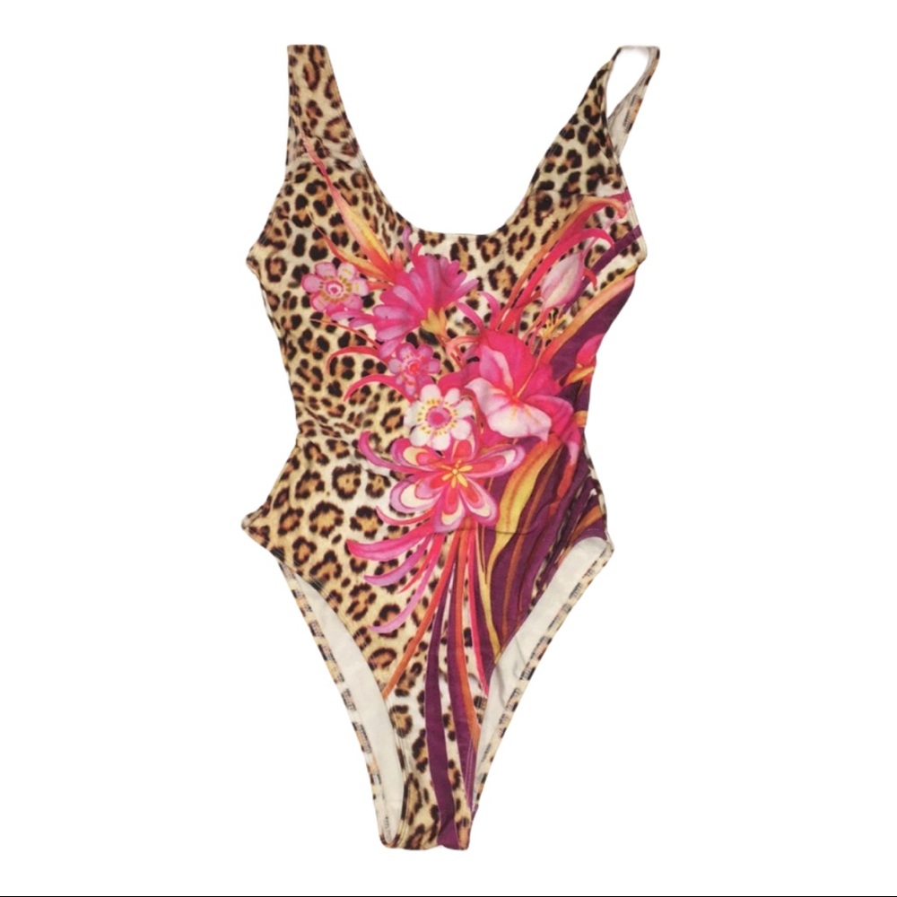 Bahimi one piece Floral leopard swimsuit